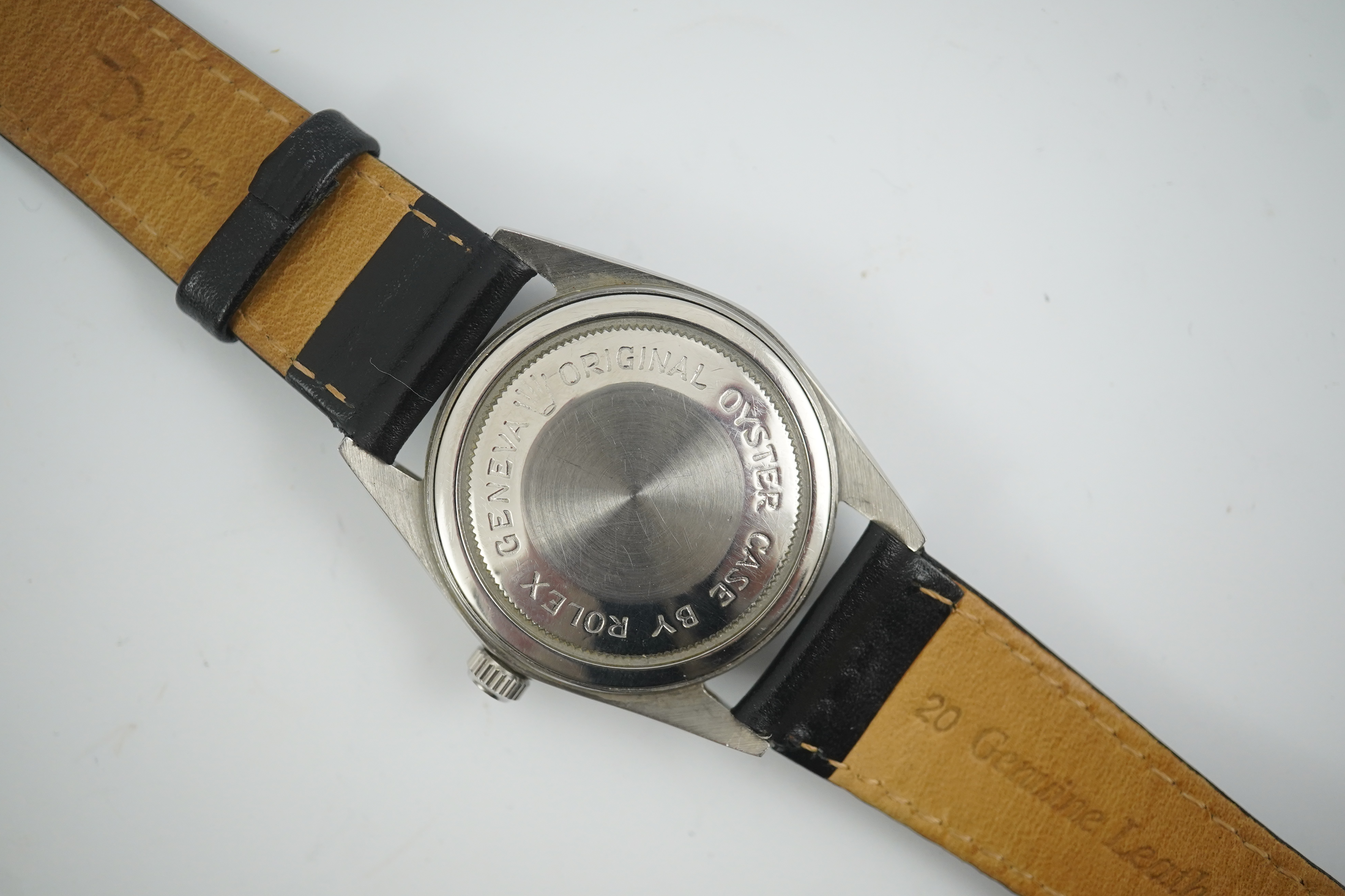 A gentleman's early 1970's stainless steel Tudor Oyster Prince Rotor Self-Winding wrist watch, on a later associated leather strap